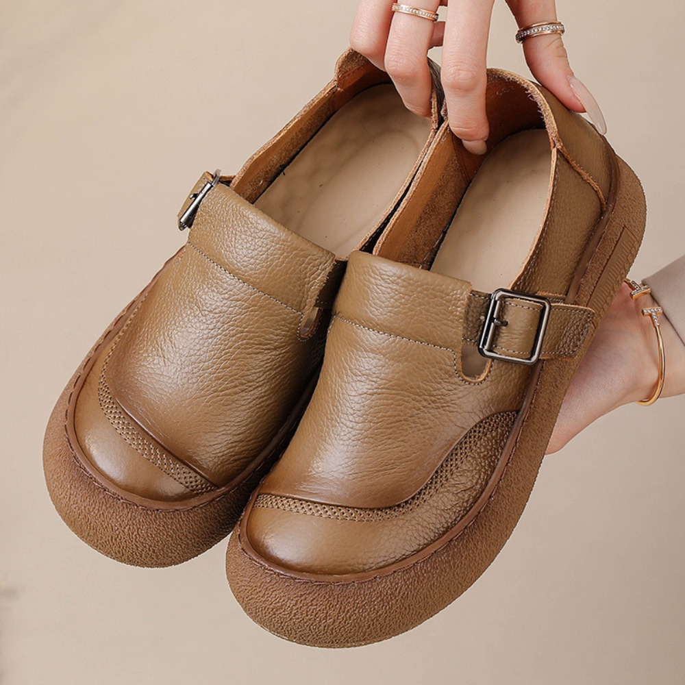 Leather Classic Strap - Casual enkele schoenen voor dames lente