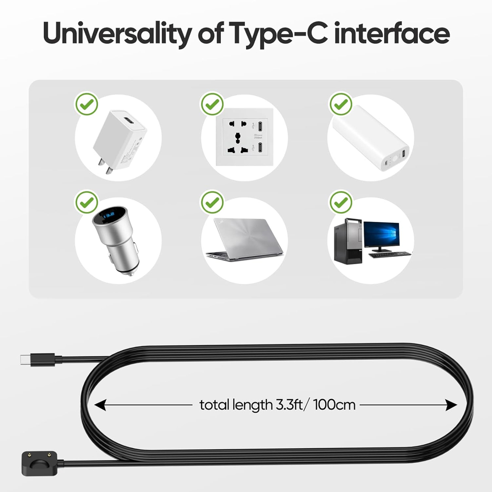 Zwart USB-C Oplaadkabel Voor S - Best Smartwatch Accessories recensie en prijs